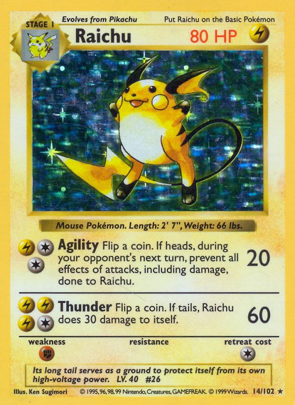 Raichu Shadowless Holo