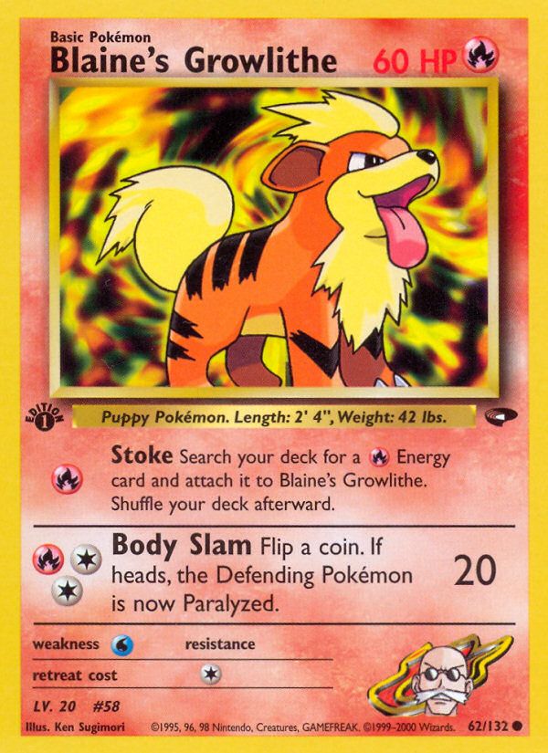 Blaine's Growlithe 1st Edition 