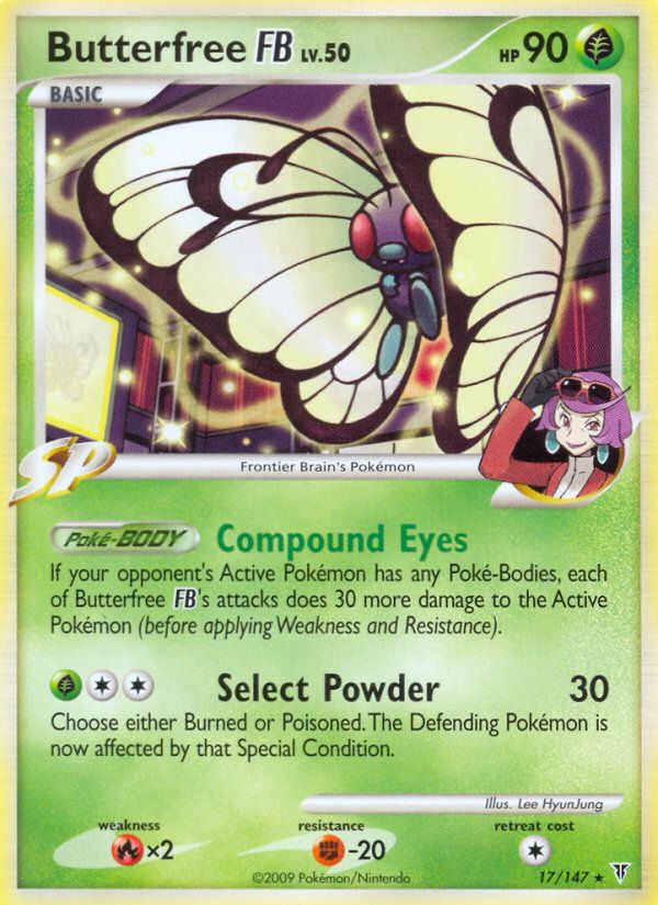 Butterfree FB Crosshatch-2009 Pokemon League Holo