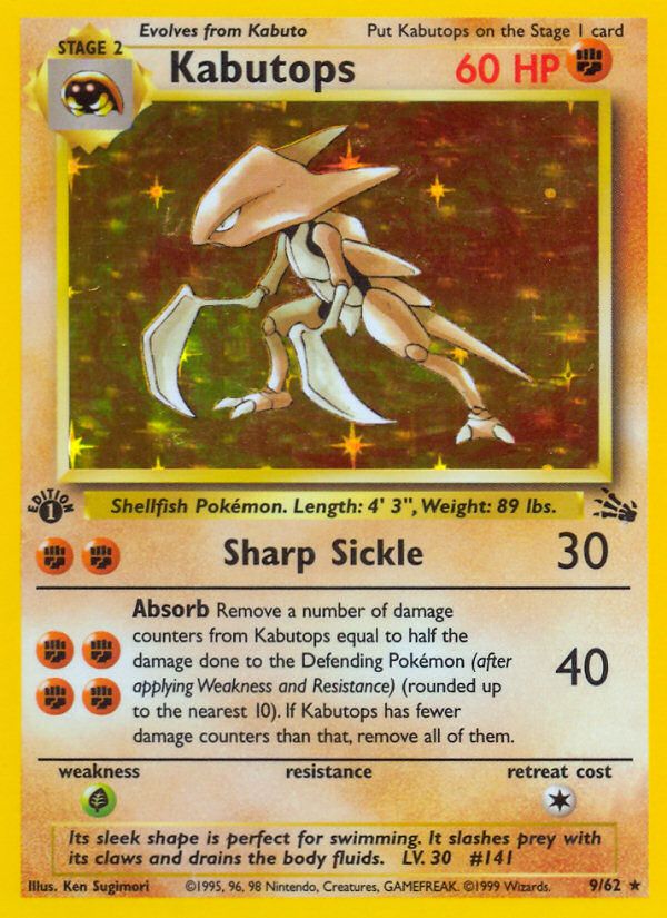 Kabutops 1st Edition-Incomplete Holo Error 