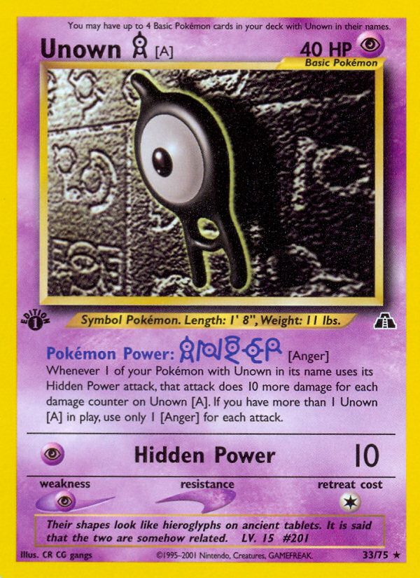 Unown A 1st Edition 